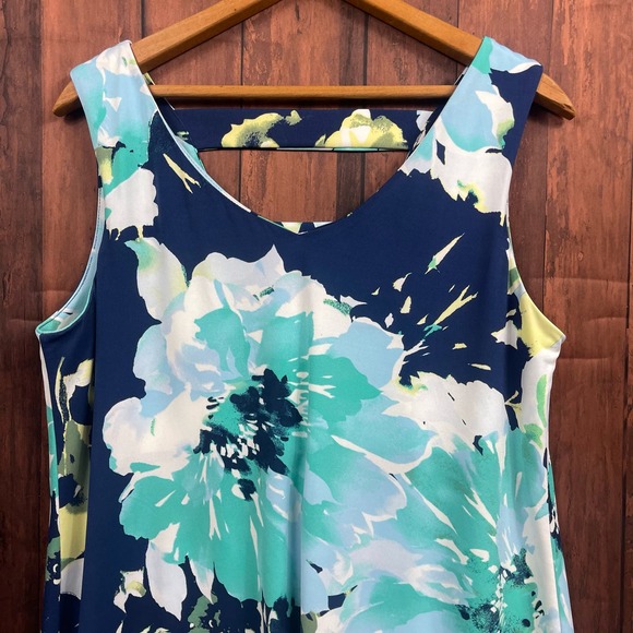 Dress Barn db Established In 1962 Navy Floral Blouse Tunic Top Size‎ Medium - Picture 2 of 4